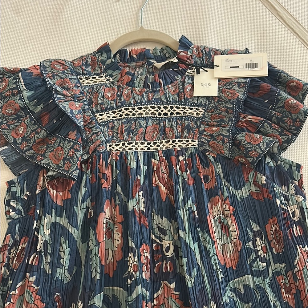 Floral Bohemian Dress with Lace Detail